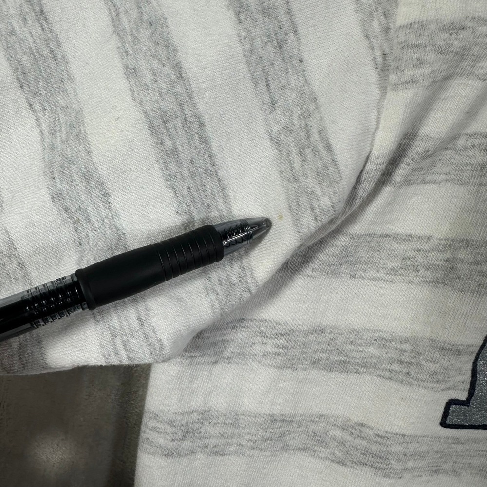 Vintage 90s Penn State Spellout Crest‎ Striped T-Shirt Mens L Made In USA Grey - Picture 7 of 8
